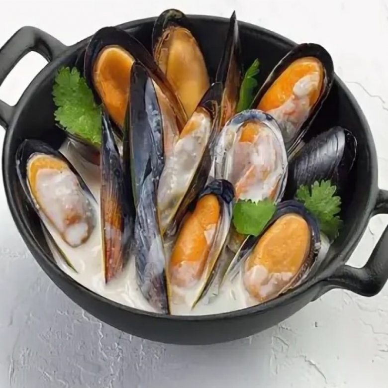 Мидии в сливочно-чесночном соусе